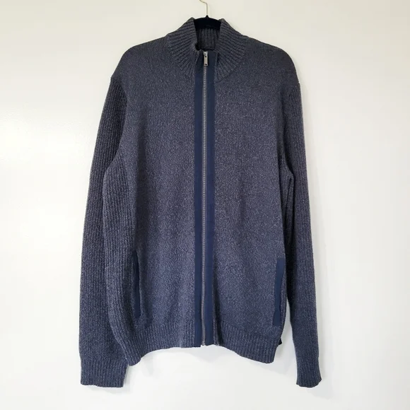Daniel Hechter Paris Men's Blue Cotton Zip-Up Sweater Size XXL