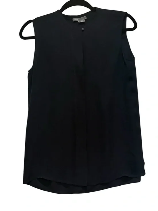 Vince - Sleeveless Blouse. V-neck. Size Small. Navy Blue. Silk