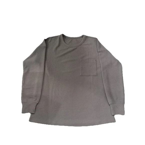 Men's  Gray Small crewneck long sleeve‎ Pullover textured Top Activewear
