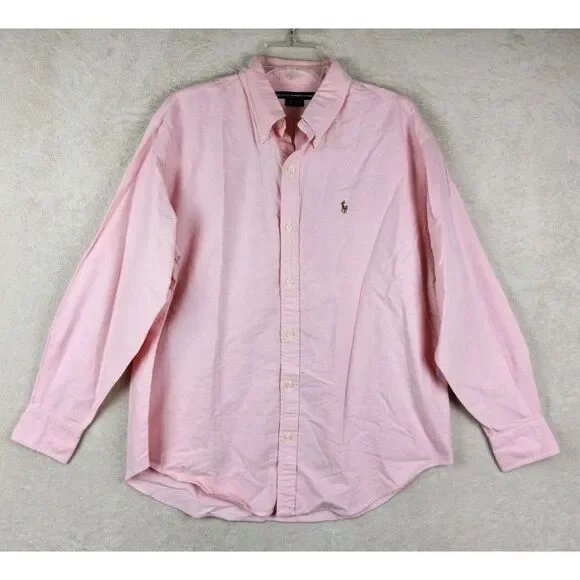 Ralph Lauren Sport Women's Long Sleeve Button Front Shirt Pink Size 14