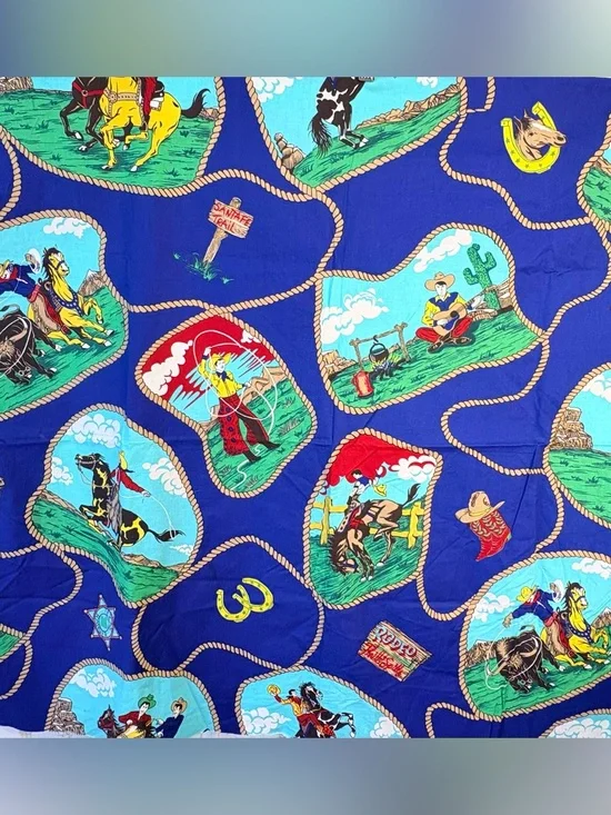 Vintage Princess Fabrics Cowboy Rodeo Western Fabric ~ 2 Yards