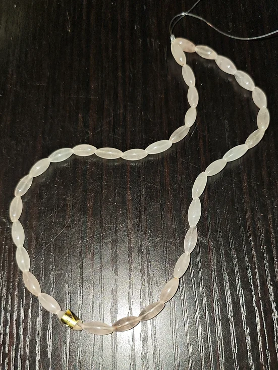 Vintage Natural Rose Quartz Rice Bead Strand 5x14 mm Estate Jewelry Making