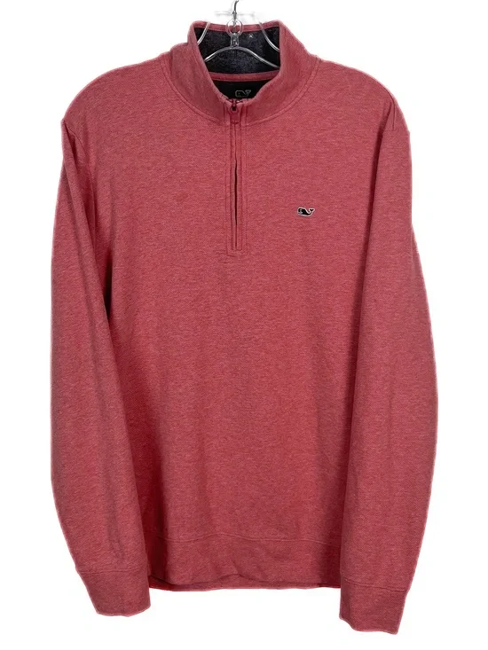Vineyard Vines Perfomance 1/4 Zip Sweater Mens Medium Coral Golf Quarter Zip EUC