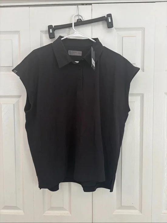 Figs Black Sleeveless Polo Scrub Polo