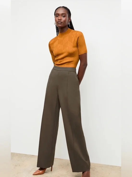 M.M.LaFleur Montean Cascade Knit Top | Size Small | Caramel