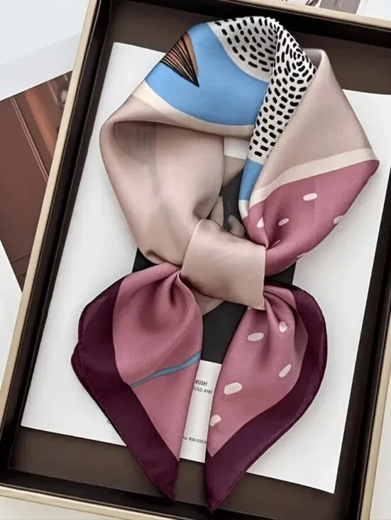 Silk-Feel Multi-Color Women's Fashion Scarf - Elegant  Head Scarf , Neck Scarf