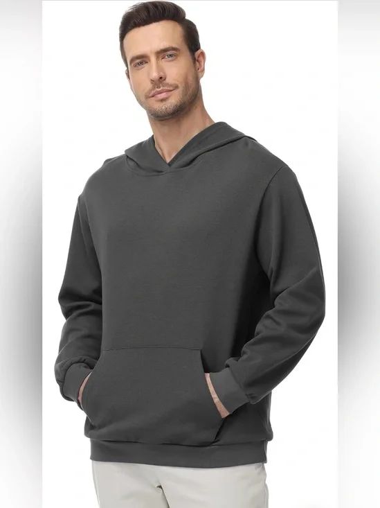 Men's Charcoal Hooded Pullover Sweatshirt-SIZE XXL