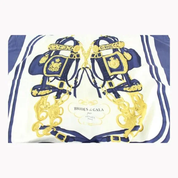 Louis Vuitton Navy x Gold Brides de Gala Silk Scarf 58h511s