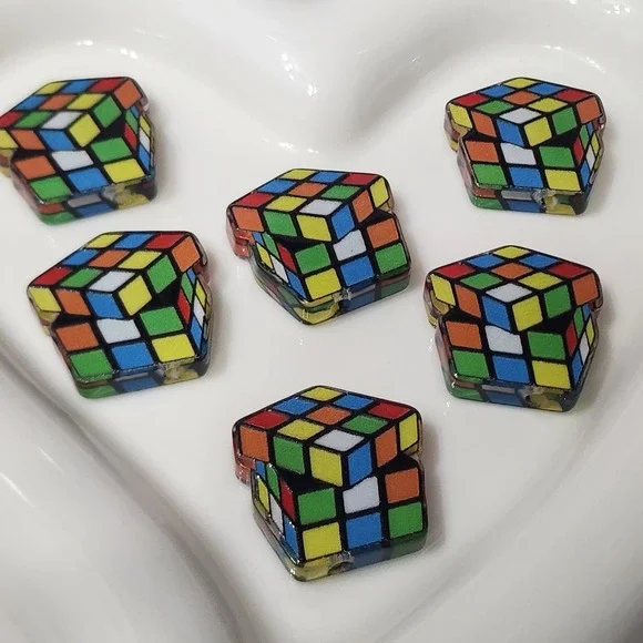 Rub Cube Beads 2 Pcs Focal Beads 80s Crafts Toys Jewelry Making Charms Acrylic