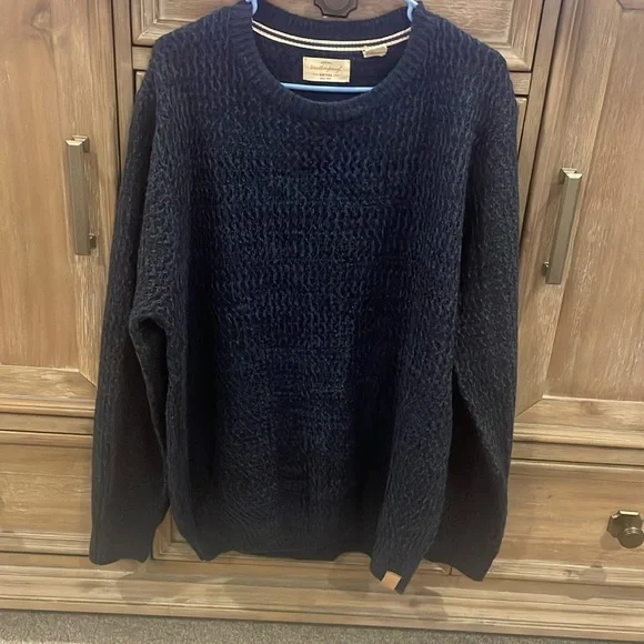 Weatherproof Vintage‎ Mens Textured Knit Crewneck Sweater/Blue