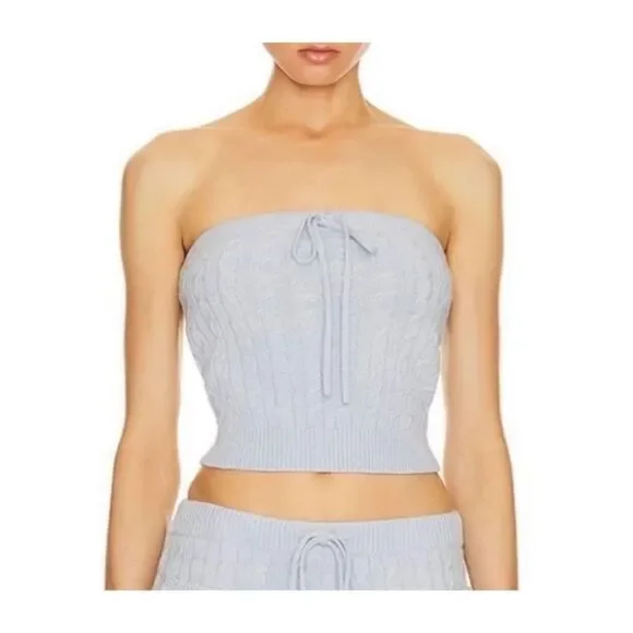 NWOT HELSA Taiki Cable Tube Top in Pale Blue