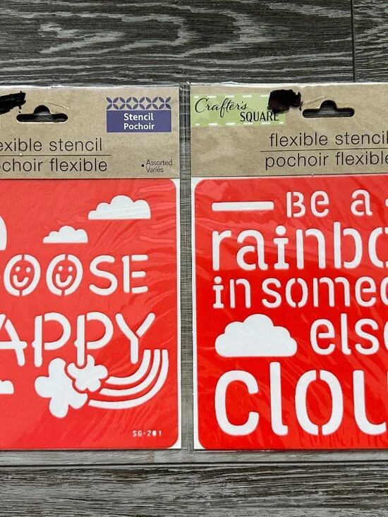 NWT Lot of 2 Flexible Stencils Choose Happy Be a Rainbow in Someone Else's Cloud