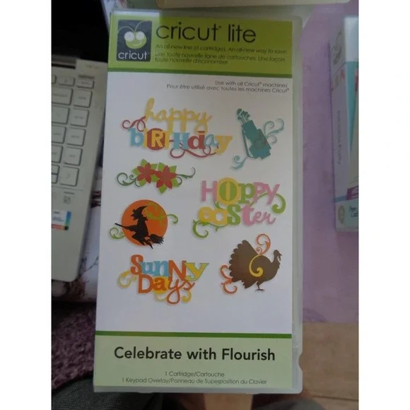Cricut Lite Die Cut Cartridge CELEBRATE WITH FLOURISH Scrapbooking