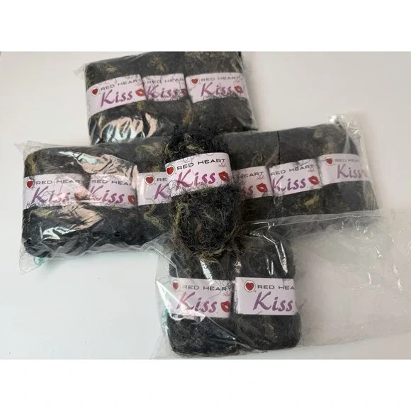 Lot of‎ 12 Skeins Red Heart Kiss Eyelash Yarn Smoke #3546 50g 83 yds Each