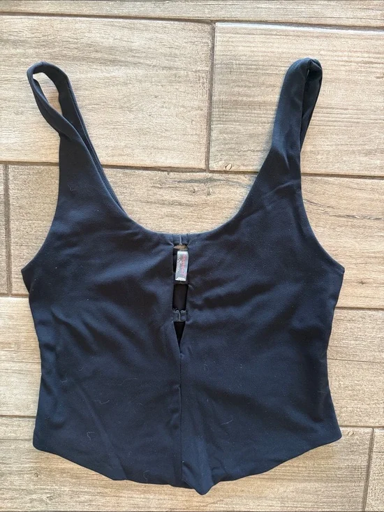 FP Movement by Free People Black Front-Cutout Tank