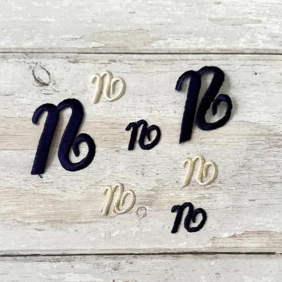 Embroidered Letters Personalized Initials Monogram Craft Blue Cream White 7ct