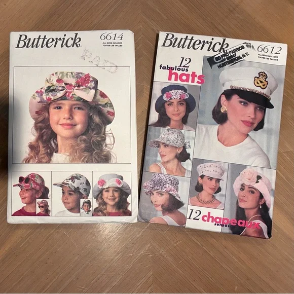 VINTAGE Unused UNCUT Sewing Patterns.  (2) NEW in original packages 1993. Hats.