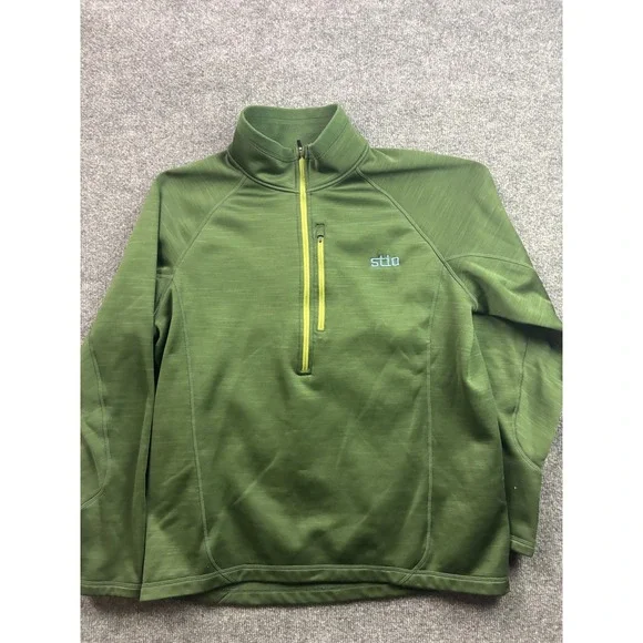 Stio Gannett Peak Fleece Pullover Mens XL Green Fleece Quarter Zip Sweater