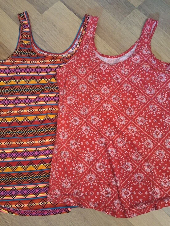 Lot Of 2 Patterned Tank Tops, Stretchy And Soft