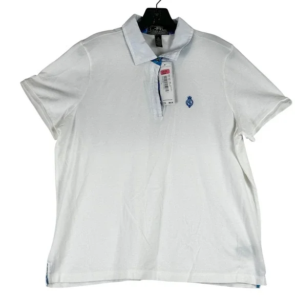 Ralph‎ Lauren Lauren Active Polo Shirt Women 1X White Preppy Sporty