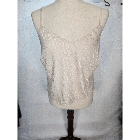Good American Burnout Satin Cami Women Size 1 Ivory NWT GWT0052 Animal Print Top