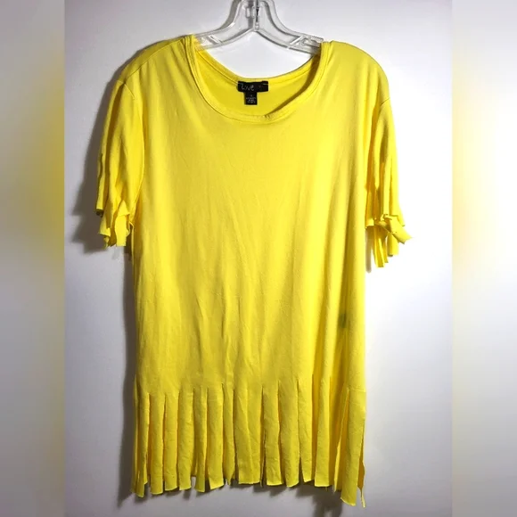 LOVE bright yellow slashed hem tunic women's 1X  #2126