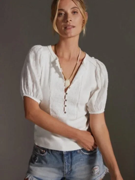Anthropologie Pilcro Bella Henley Top