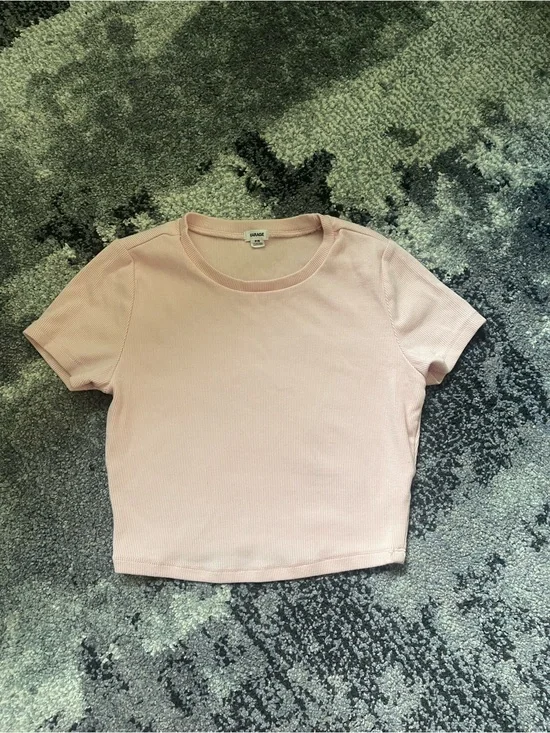 Garage Women's Light Pink Ribbed Crop T-Shirt