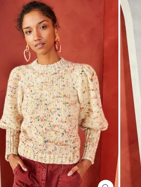 Ulla Johnson White Multicolor Speckled Wool Sweater Top