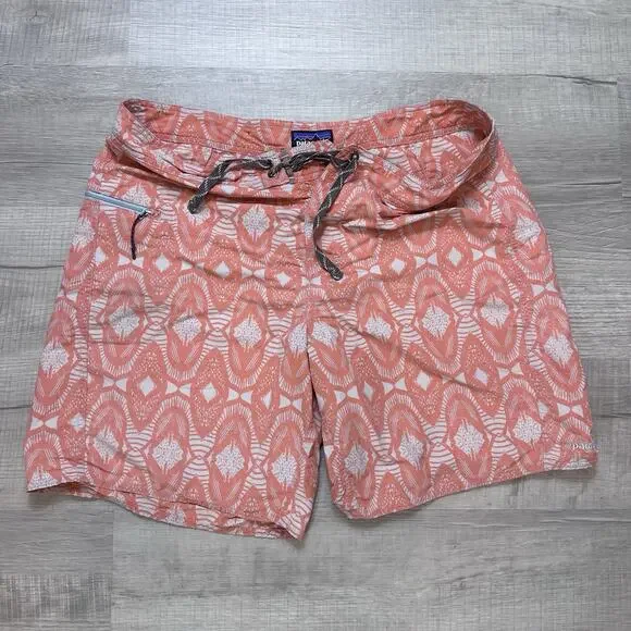 Patagonia Men’s Board Shorts Size 36 Wavefarer Orange Batik Design 8