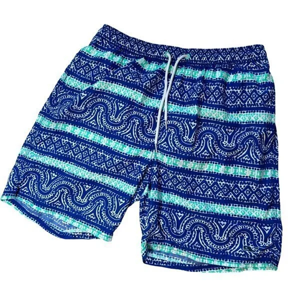 Vineyard Vines‎ Swimsuit Mens Draw String Tiki Print Side & Key Pockets Size M