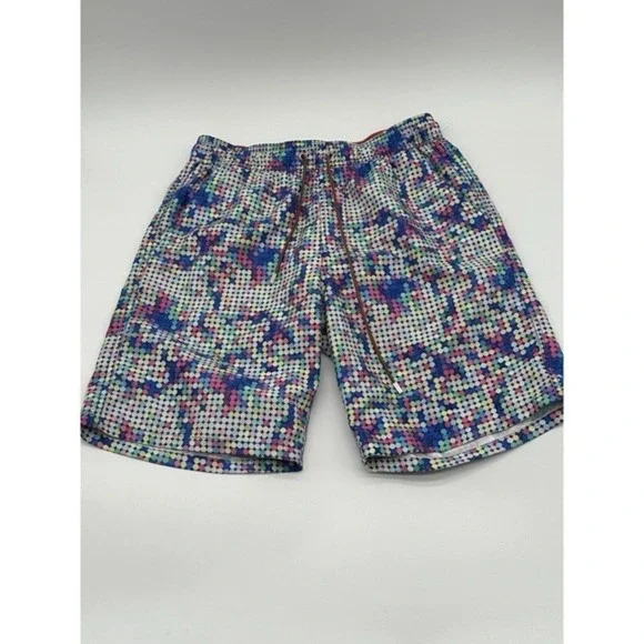 Bugatchi Uomo Mens Multicolor Dot Pixel Print Swim‎ Trunks Mesh Lined Shorts M