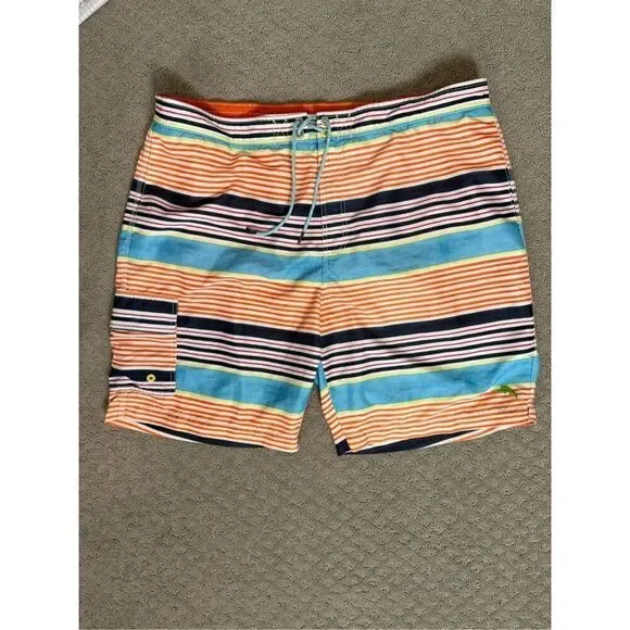 Tommy Bahama XXL Multicolor Striped Swim Trunks