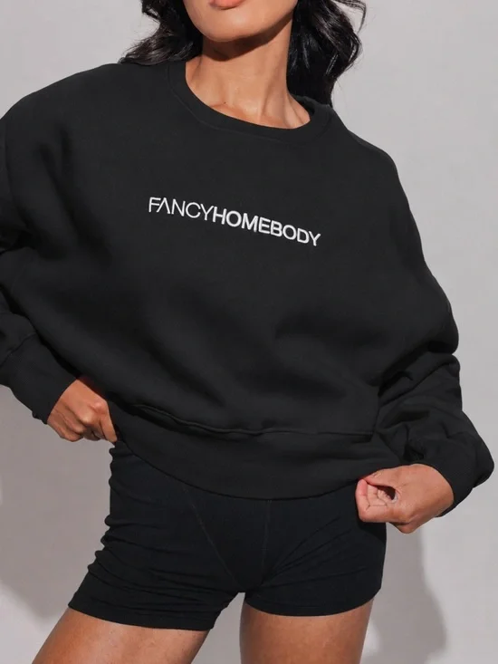 Fancy Homebody Black Crew Neck‎ Sweatshirt Comfort Athleisure XL