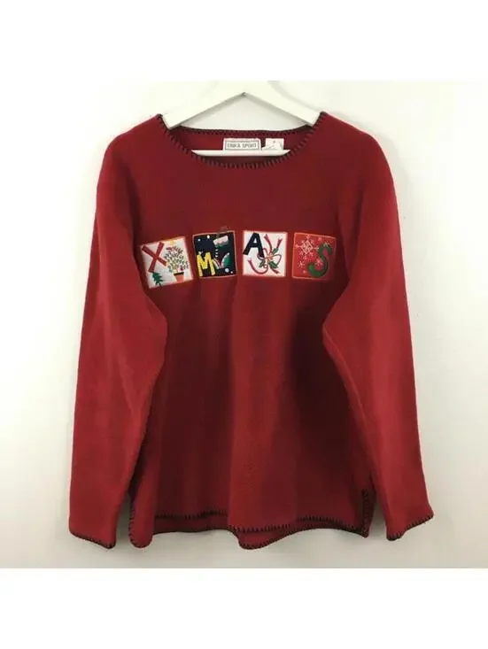 Vintage Erika Women’s Christmas Fleece Sweatshirt Size M