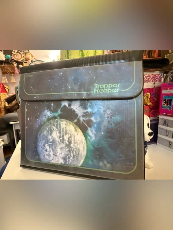 Vintage Trapper Keeper Space Graphic Binder - Blue & Green