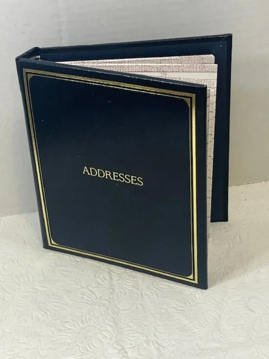 VTG 1996 C.R. Gibson Co. Telephone Address Blue Leather 6-Ring Book Gold Trim 7