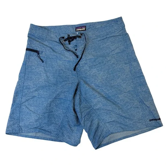 Patagonia Mens Blue Geometric Triangle Print Board Shorts Swim Trunks‎ 32