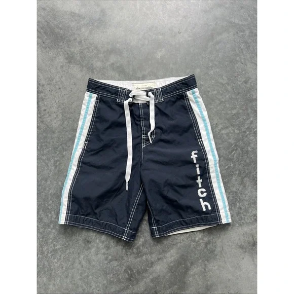 Abercrombie & Fitch Men's Swim Shorts Blue Drawstrings Pockets Size L
