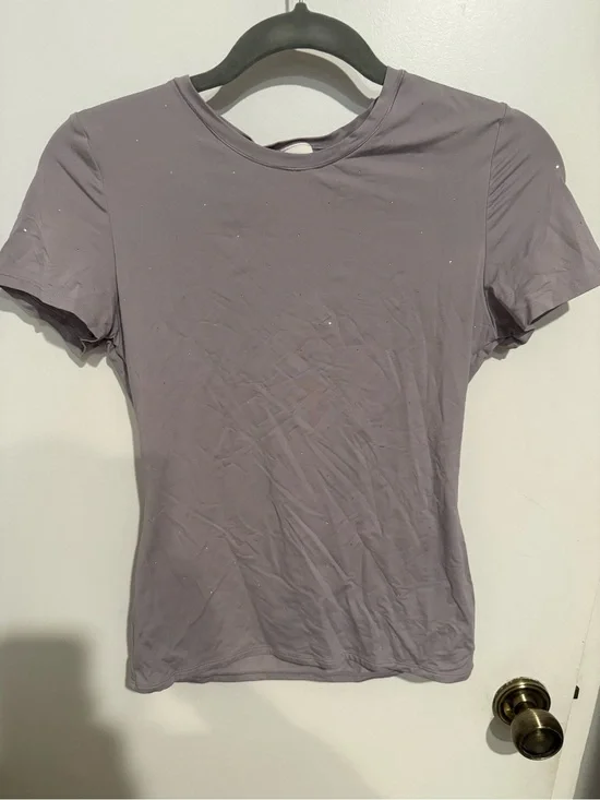 PINK Victoria's Secret Short Sleeve Sprinkly Crewneck Tee in Lavender Gray