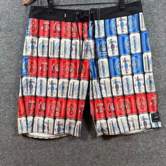 Vans Ameri-Can Swim Shorts Men's 30 4 Way Stretch Casual Patriotic Beachwear