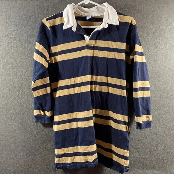 Vintage 90s Y2K Old Navy Rugby Shirt Striped Heavyweight Cotton Long Sleeve