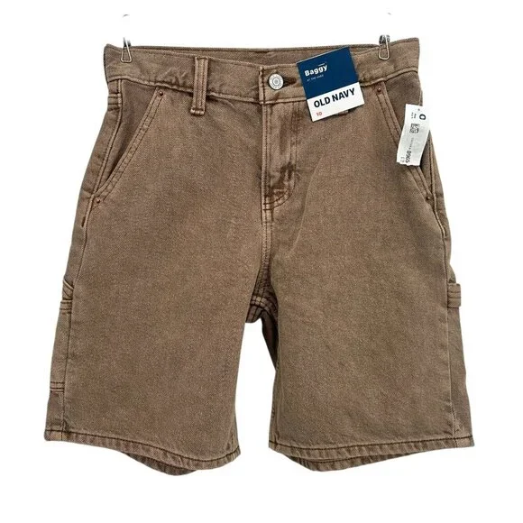 NEW Old Navy Boys 10 Shorts Baggy At The Knee Brown Denim Jean Carpenter Shorts