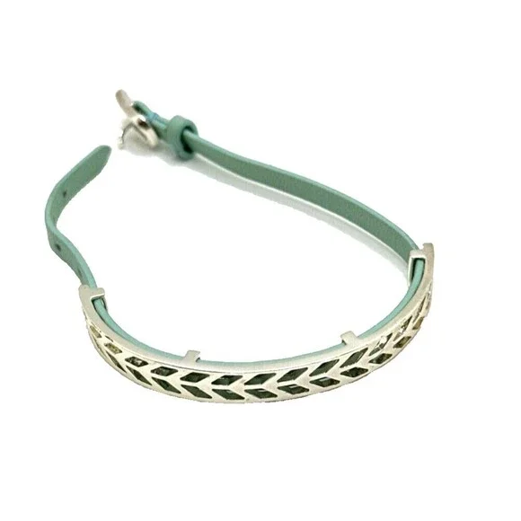 STELLA & DOT Blue Leather Wrap Bracelet Inspirational BELIEVE Statement 8