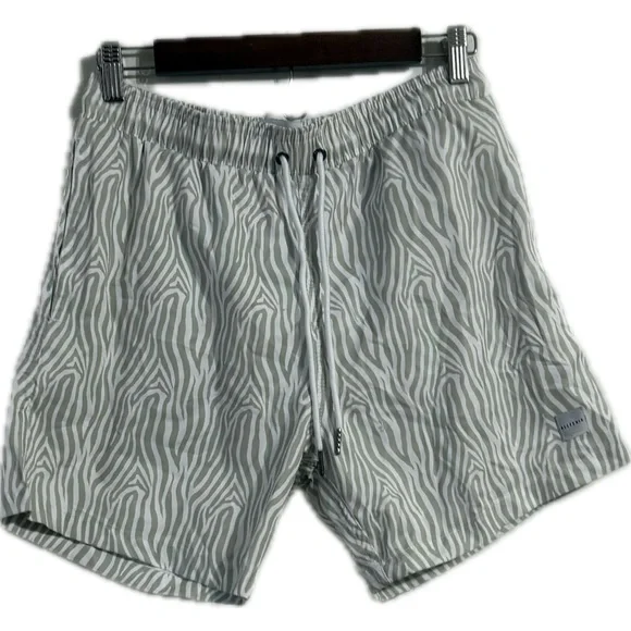 Stylish‎ Gray Zebra Print Swim Trunks