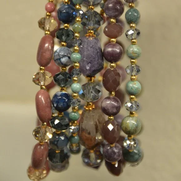 STUNNING STATEMENT VINTAGE JOSE & MARIA BARRERA CRYSTAL Gemstone STRAND BRACELET