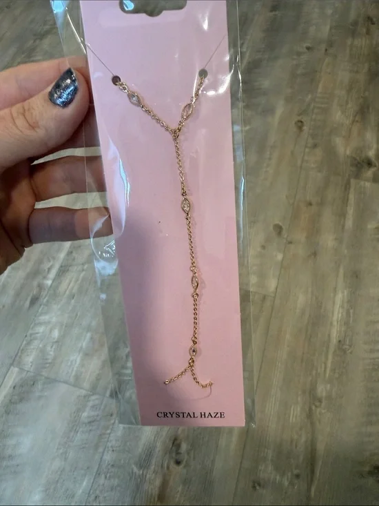 Gold Crystal Y-Style Necklace