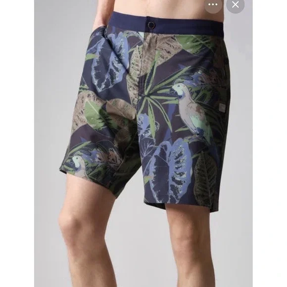 NWT‎ RHONE Barrier Swim Shorts XXL Tropical Floral Green Blue 8