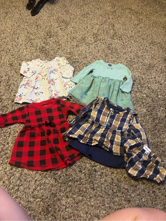 Toddler Dress Bundle - Floral, Mint, Buffalo Plaid & Navy Plaid 3-6 months
