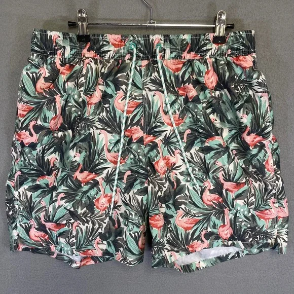 Goodfellow & Co Flamingo Tropical Swim Trunks Men's Medium Mesh Lined Shorts